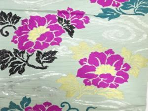 アンティーク　絽　花模様織り出し名古屋帯